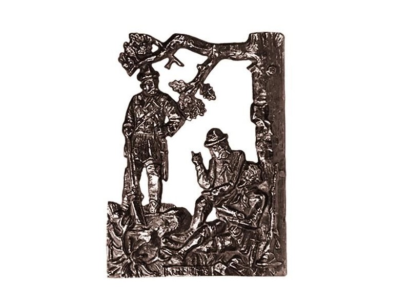 Plaque en bronze avec motif chasse